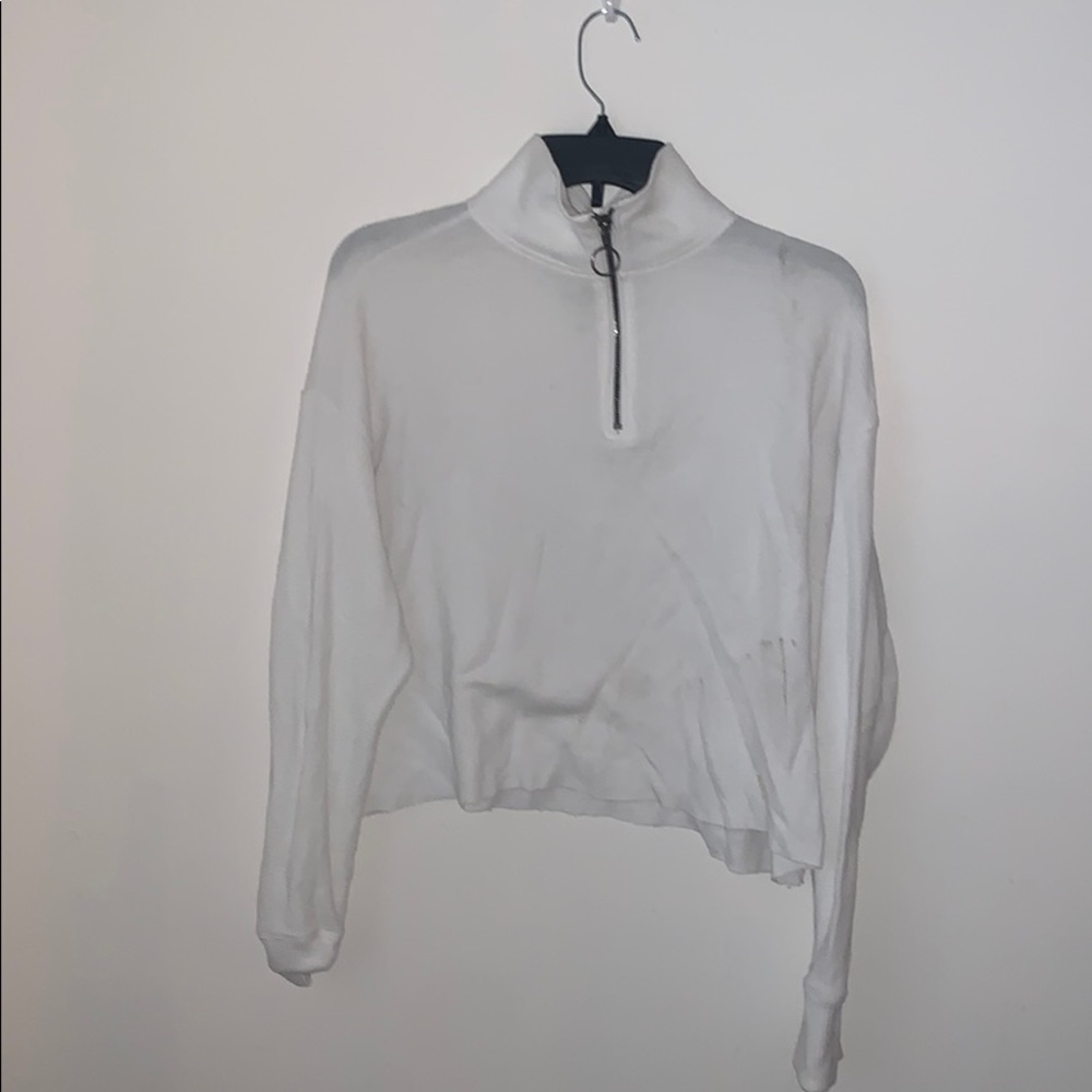 Hollister white quarter zip
